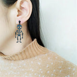 Pendientes vintage de esqueleto para Halloween