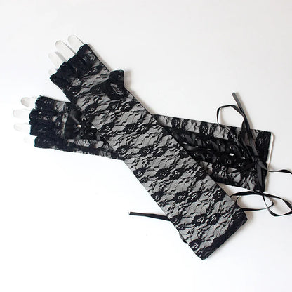 Luvas Punk Fada Anjo de Renda Floral