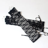 Guantes de encaje floral de hada punk angelical