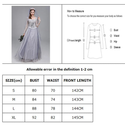 Fantasia Noiva Cadáver Vestido Clássico Longo
