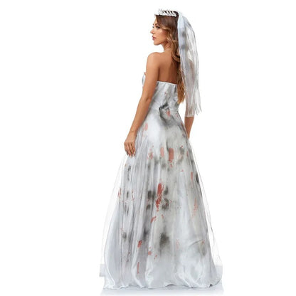 Fantasia Noiva Cadáver Vestido Clássico Longo