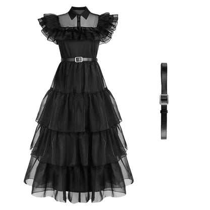 Vestido Gótico Preto de Wandinha Addams