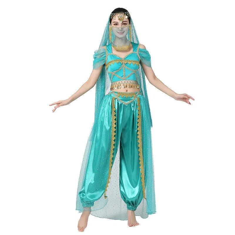 Conjunto de Trajes de Dança do Ventre Indiano Exótico 4 Peças
