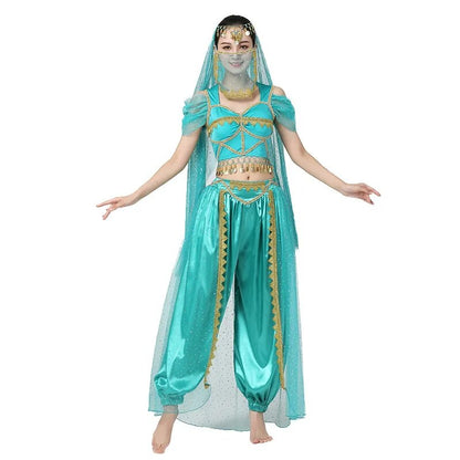 Conjunto de Trajes de Dança do Ventre Indiano Exótico 4 Peças
