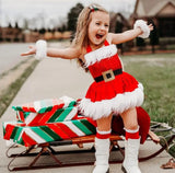 "Vestido de Navidad Infantil - Encantador y Acogedor de Terciopelo con Gorro"