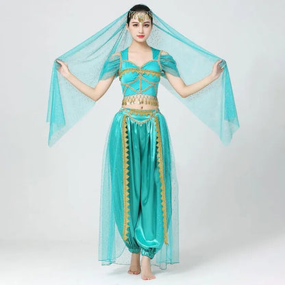 Conjunto de Trajes de Dança do Ventre Indiano Exótico 4 Peças