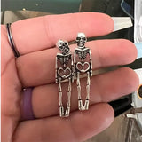 Pendientes vintage de esqueleto para Halloween