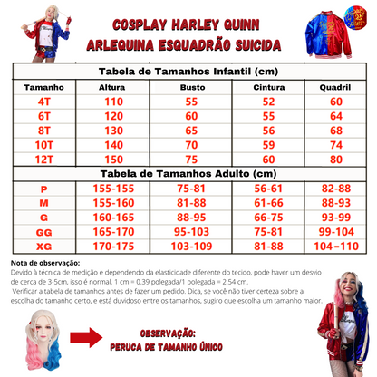 Cosplay Harley Quinn (Infantil e Adulto)