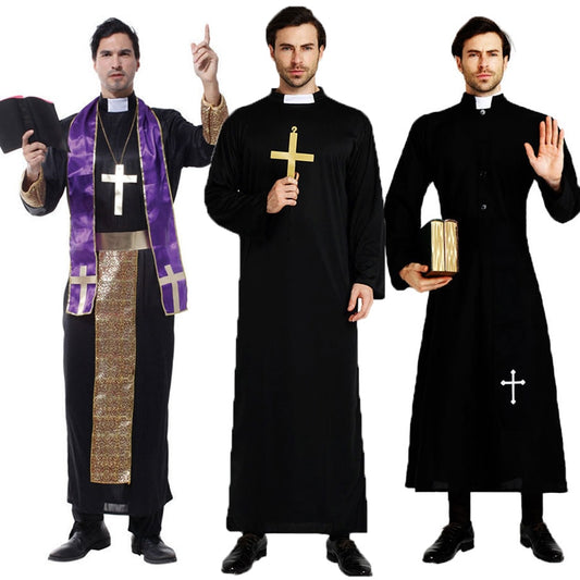 Trajes Pastor Cristão Clérigo para Cosplay