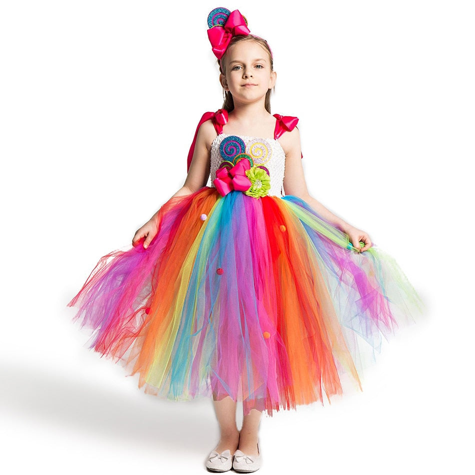 Fantasia arco-íris doce cosplay lollipop infantil