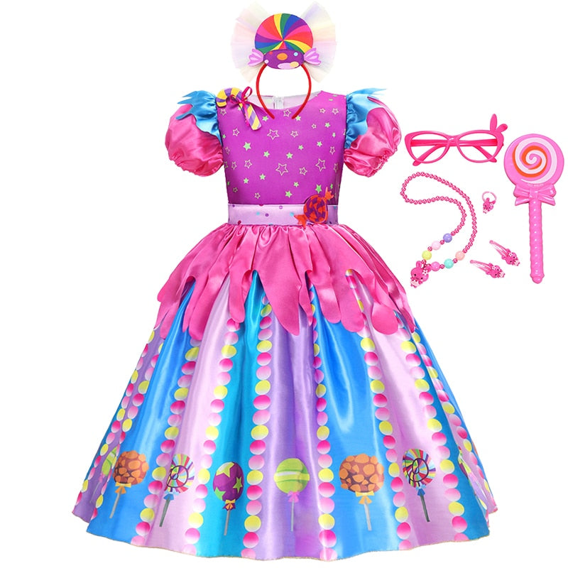 Fantasia arco-íris doce cosplay lollipop infantil