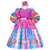 Fantasia arco-íris doce cosplay lollipop infantil