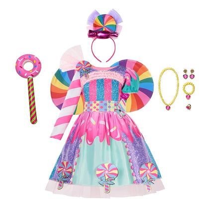 Fantasia arco-íris doce cosplay lollipop infantil