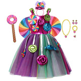 Fantasia arco-íris doce cosplay lollipop infantil