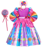 Fantasia arco-íris doce cosplay lollipop infantil