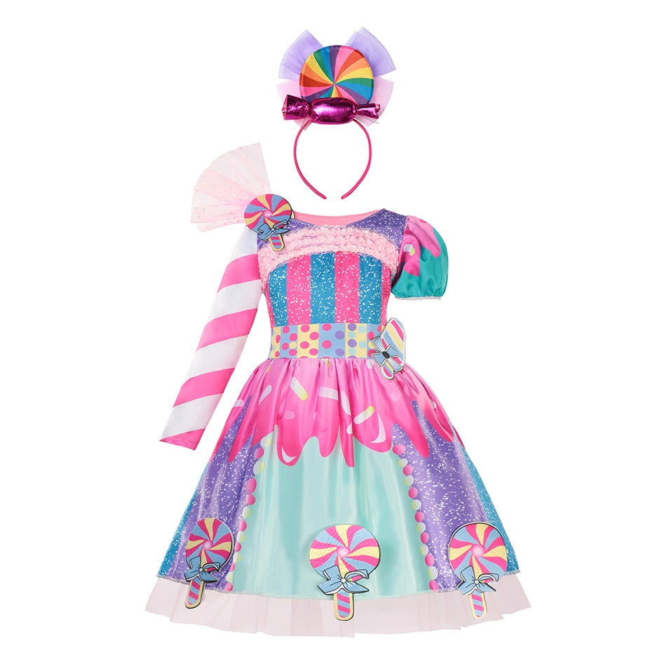 Fantasia arco-íris doce cosplay lollipop infantil