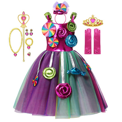 Fantasia arco-íris doce cosplay lollipop infantil