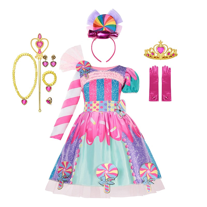 Fantasia arco-íris doce cosplay lollipop infantil